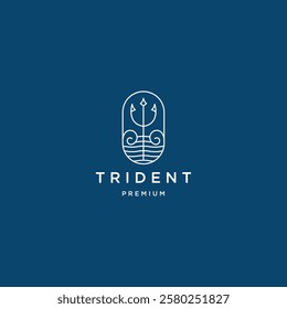 Trident with line art style logo icon design template flat vector