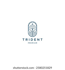 Trident with line art style logo icon design template flat vector