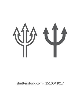 Trident line and glyph icon, spear and devil, pitchfork sign, vector graphics, a linear pattern on a white background, eps 10.