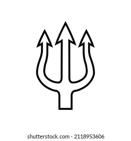 Trident line icon, vector outline logo isolated on white background