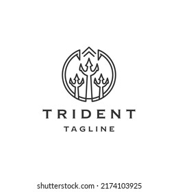 Trident line logo icon design template flat vector