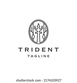 Logo-Symbol für Trident-Linie, flache Vektorgrafik
