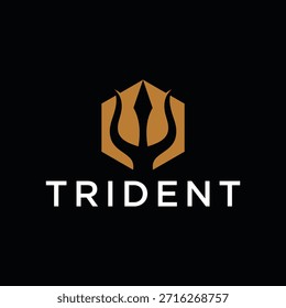 Diseño de logotipo de tridente, concepto de icono gráfico hexagonal