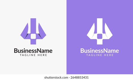 Modelo de ícone de design de logotipo do Trident