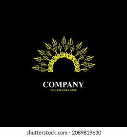 Ilustración de diseño de logotipo trident con un toque y un adorno hermosos - Vector