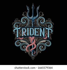diseño de logotipo trident con algún detalle y pulpo envuelto alrededor