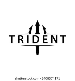 Trident logo design spear weapon vector sea king poseidon neptune symbol template