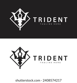 Modelo de diseño de logotipo de tridente arma de lanza vector de rey de mar modelo de símbolo neptune