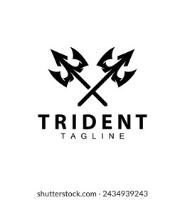 Diseño del logotipo del tridente arma de lanza vector mar rey poseidón neptuno plantilla de símbolo
