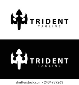 Diseño del logotipo del tridente arma de lanza vector mar rey poseidón neptuno plantilla de símbolo