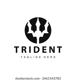 Trident logo design spear weapon vector sea king poseidon neptune symbol template