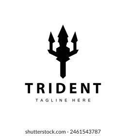 Diseño del logotipo del tridente arma de lanza Vector mar rey poseidón neptuno símbolo Plantilla