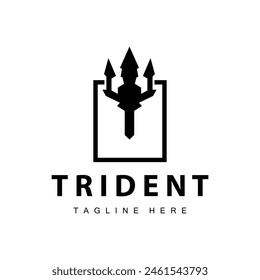 Trident logo design spear weapon vector sea king poseidon neptune symbol template