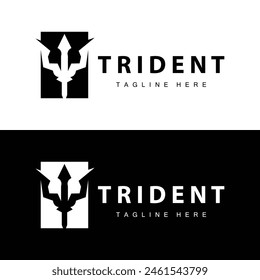 Diseño del logotipo del tridente arma de lanza Vector mar rey poseidón neptuno símbolo Plantilla