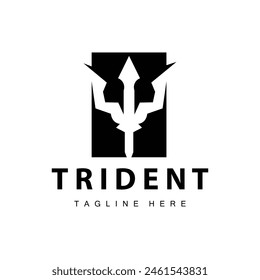 Trident logo design spear weapon vector sea king poseidon neptune symbol template