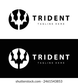 Trident logo design spear weapon vector sea king poseidon neptune symbol template
