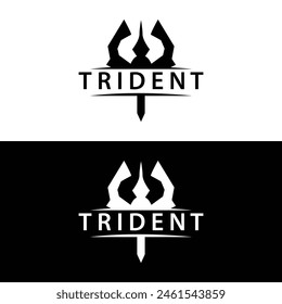 Diseño del logotipo del tridente arma de lanza Vector mar rey poseidón neptuno símbolo Plantilla