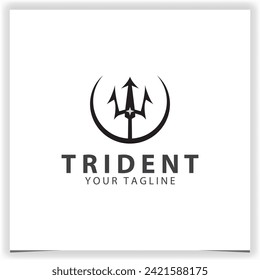 trident logo design with star flat vector illustration