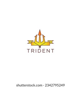 Trident logo design template flat
