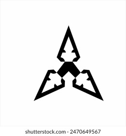 Trident logo design with a triangle and letter A concept.