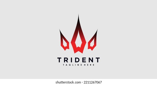 Trident-Logo-Design-Vektorgrafik mit kreativem Konzept für Illustrationen
