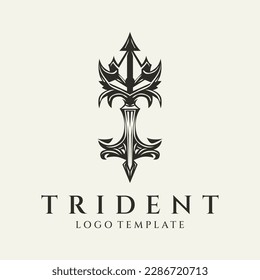 Ilustración vectorial de diseño de logotipo tridente