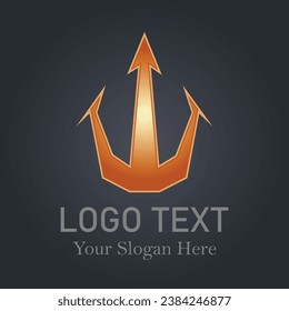 Trident logo design vector on gray background