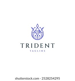 Trident logo with drop shape combination in line art design style