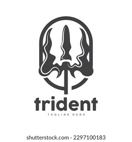 Logotipo de tridente, diseño minimalista simple elegante, vector de armas de Zeus God, icono de la ilustración templete