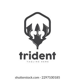 Logotipo de tridente, diseño minimalista simple elegante, vector de armas de Zeus God, icono de la ilustración templete