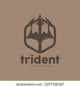 Trident Logo, Elegant Simple Minimalist Design, Zeus God Weapon Vector, Templete Illustration Symbol Icon