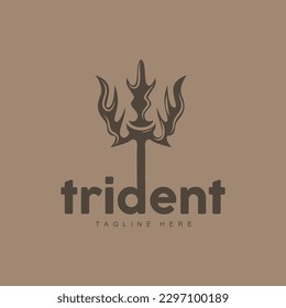 Trident Logo, Elegant Simple Minimalist Design, Zeus God Weapon Vector, Templete Illustration Symbol Icon