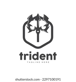 Logotipo de tridente, diseño minimalista simple elegante, vector de armas de Zeus God, icono de la ilustración templete
