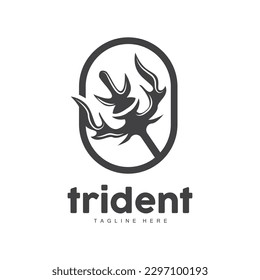 Logotipo de tridente, diseño minimalista simple elegante, vector de armas de Zeus God, icono de la ilustración templete
