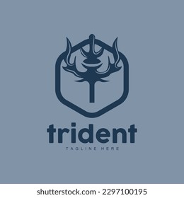 Logotipo de tridente, diseño minimalista simple elegante, vector de armas de Zeus God, icono de la ilustración templete