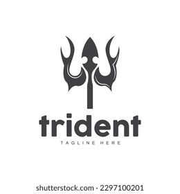 Logotipo de tridente, diseño minimalista simple elegante, vector de armas de Zeus God, icono de la ilustración templete