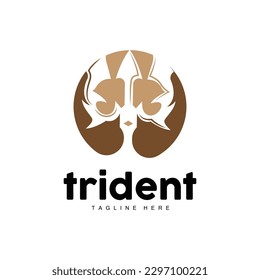 Logotipo de tridente, diseño minimalista simple elegante, vector de armas de Zeus God, icono de la ilustración templete