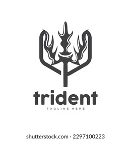 Trident Logo, Elegant Simple Minimalist Design, Zeus God Weapon Vector, Templete Illustration Symbol Icon
