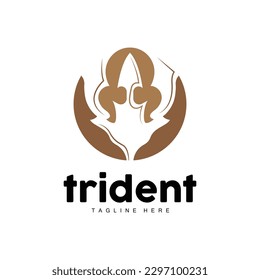 Logotipo de tridente, diseño minimalista simple elegante, vector de armas de Zeus God, icono de la ilustración templete