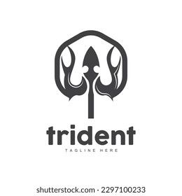 Logotipo de tridente, diseño minimalista simple elegante, vector de armas de Zeus God, icono de la ilustración templete