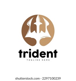 Logotipo de tridente, diseño minimalista simple elegante, vector de armas de Zeus God, icono de la ilustración templete