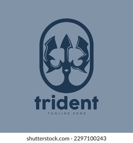 Logotipo de tridente, diseño minimalista simple elegante, vector de armas de Zeus God, icono de la ilustración templete
