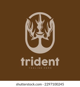 Logotipo de tridente, diseño minimalista simple elegante, vector de armas de Zeus God, icono de la ilustración templete