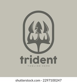 Logotipo de tridente, diseño minimalista simple elegante, vector de armas de Zeus God, icono de la ilustración templete