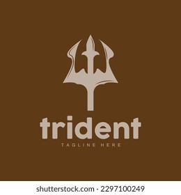Logotipo de tridente, diseño minimalista simple elegante, vector de armas de Zeus God, icono de la ilustración templete