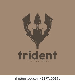 Trident-Logo, elegantes einfaches Minimaldesign, Zeus-Gott-Waffen-Vektorgrafik, Templete-Symbol-Symbol
