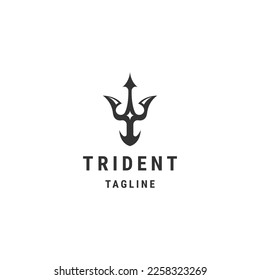 Plantilla de diseño de icono de logotipo trident vectorial plano