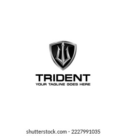 Trident logo shield and spear graphic design