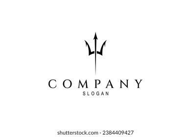 Trident logo silhouette design template flat