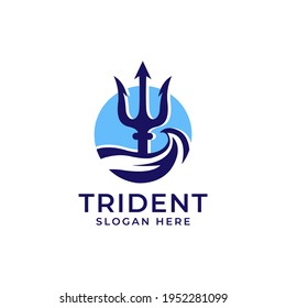 trident logo stylized template design concept